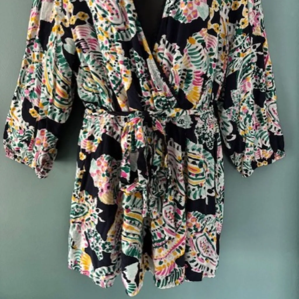 Crown & Ivy Plus Size 2X Green Black Paisley Vibrant Tie Waist Boho Whimysygoth - Image 3