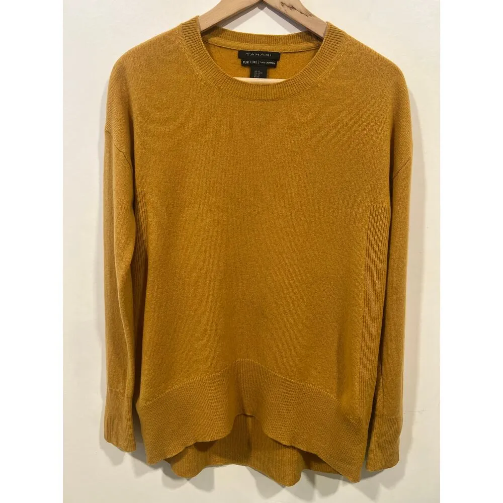 Women’s Tahari Minimalist Mustard Yellow Cashmere Sweater Size XS - Image 5