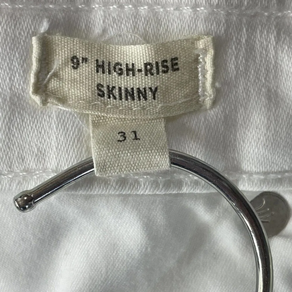 Madewell SZ 31 9" High-Rise Skinny Jeans Zip-Fly Stretch Pocket Distressed White - Image 9