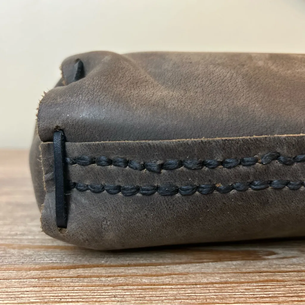 Rustic Handmade Leather Tote Bag – Dark Brown, Hand-Stitched, Artisan Style - Image 9