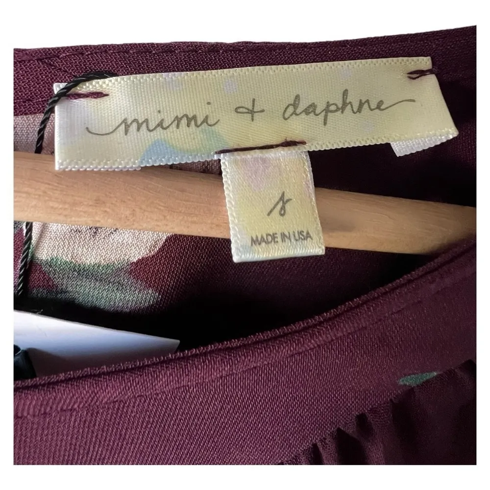 Women's floral trendy spring fucsia pink midi printed long sleeve mimi & daphne Size L - Image 11