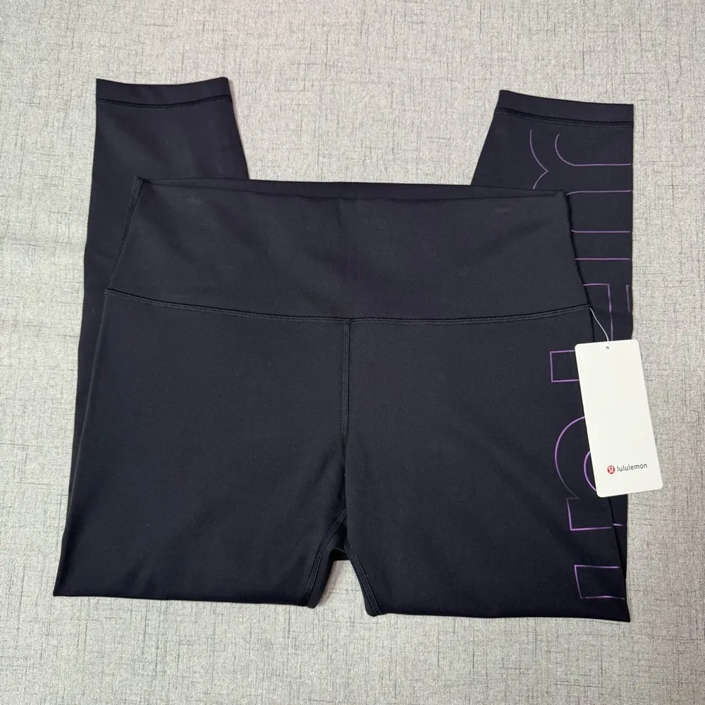 Lululemon Wunder Train High Rise Tight Athletic Legging Black Graphic Logo NWT - Image 4