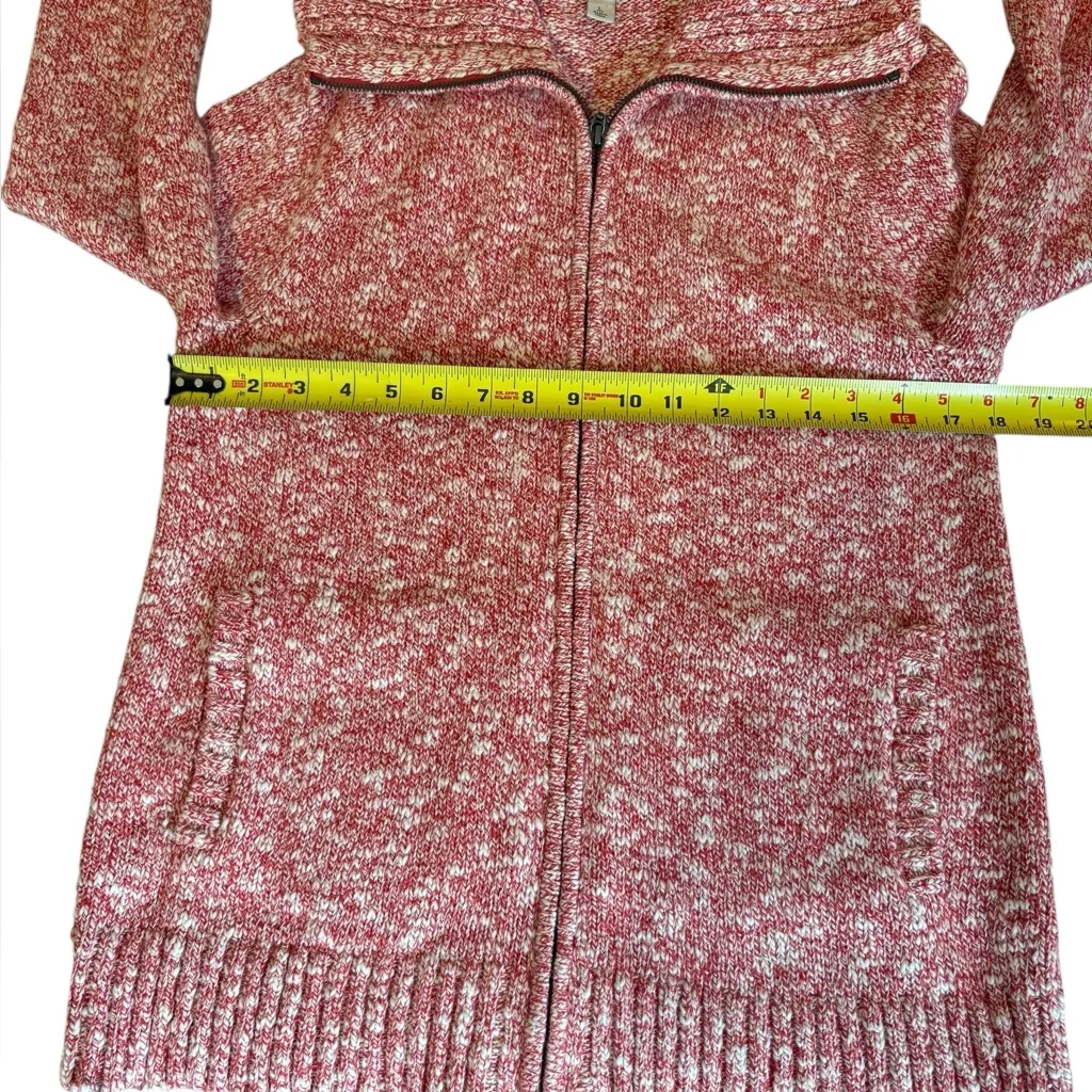 LL Bean Full Zip Collared Sweater Chunky Cotton Knit Womens Size Large Petite Red - Image 10