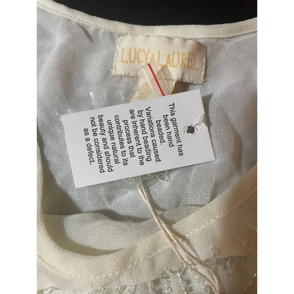 NEW Lucy & Laurel Beaded net mermaid tank Top blouse S PARTY FESTIVAL DAINTY - Image 8