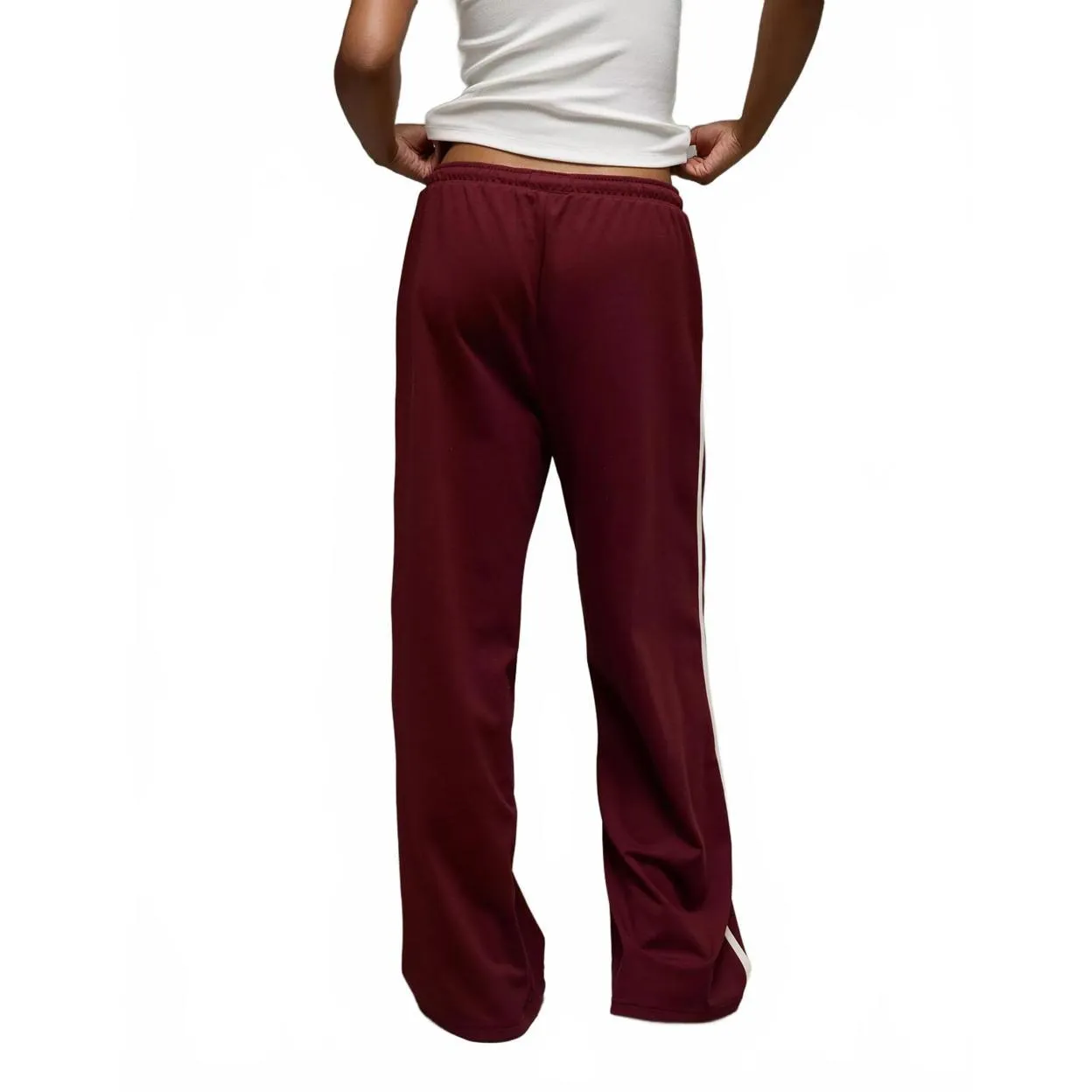 AE Stretch High-Waisted Wide-Leg Track Pant American Eagle NWT Wineberry Red XL - Image 3