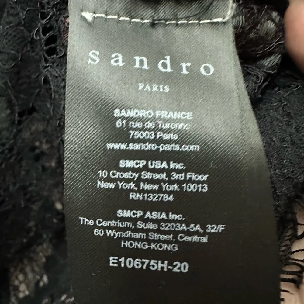 Sandro Lace Floral Sheer Black Top Size 3 / US Size 8 - Image 6