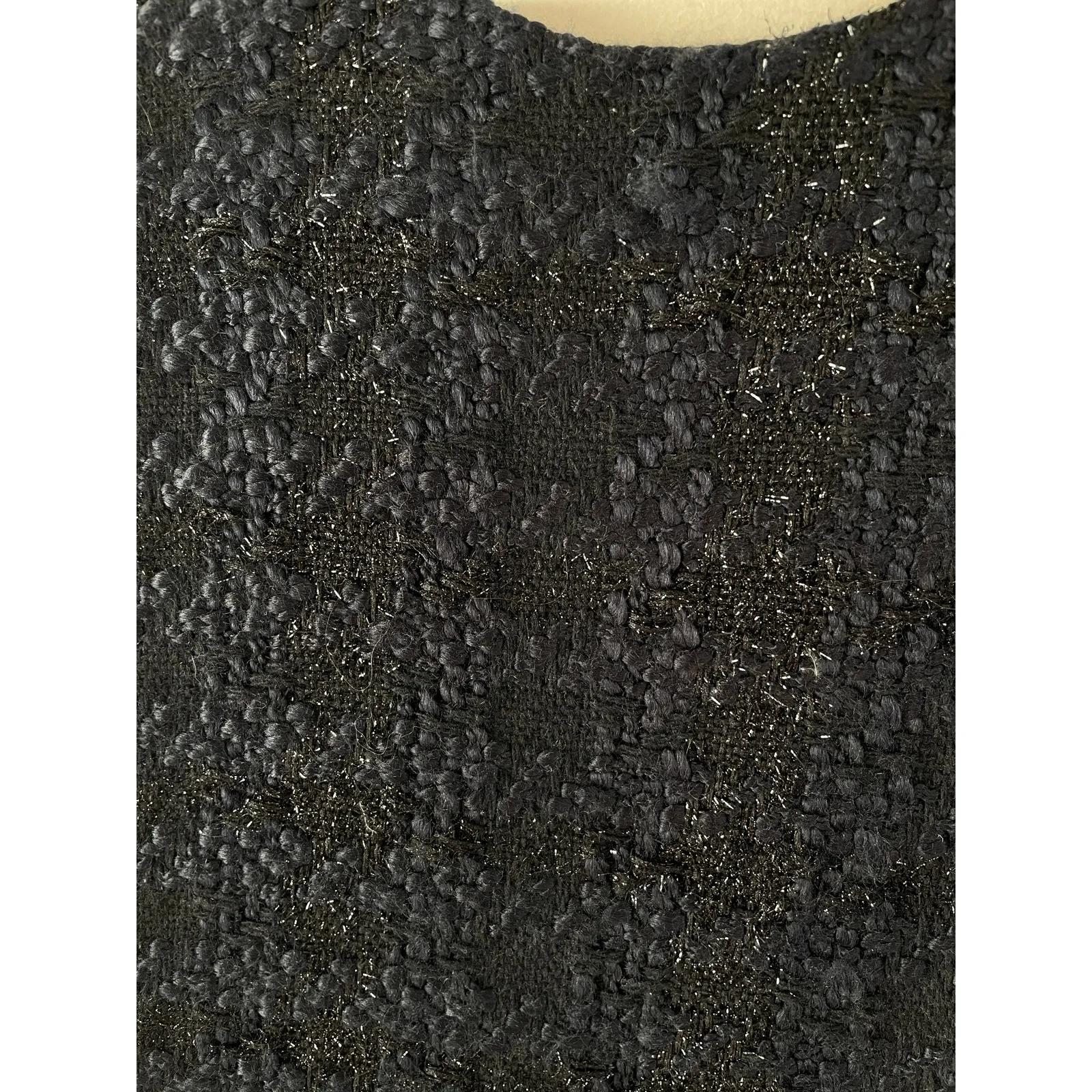 Mango Tweed Shift Dress Metallic Thread Sleeveless Mini Size S - Image 3