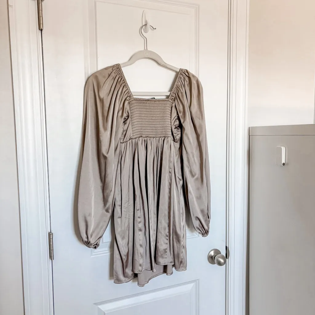 Abercrombie & Fitch Emerson Satin Long-Sleeve Mini Dress - Image 10