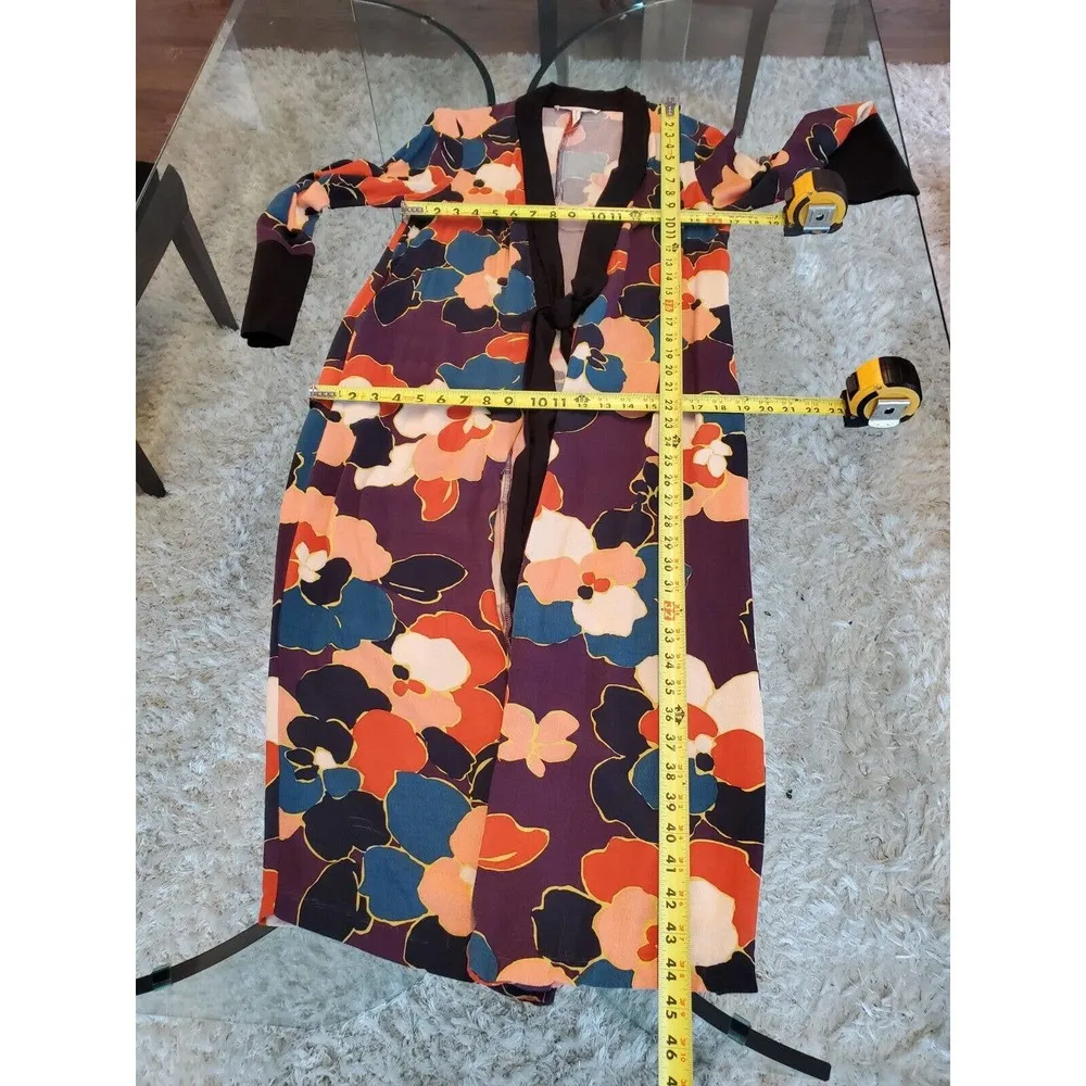 BCBGeneration Women’s Floral Boho Rayon Duster Drawstring Cardigan Size XS - Image 15