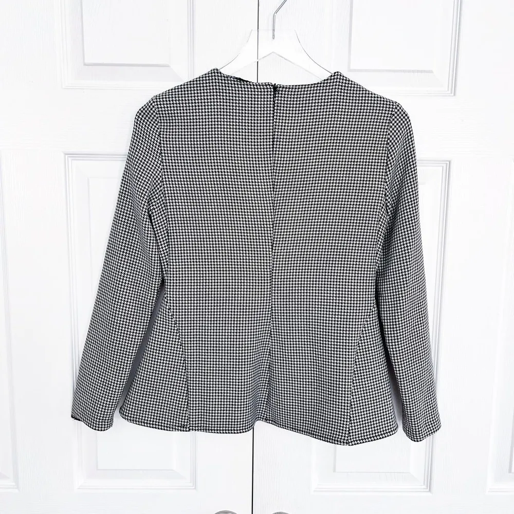 Zara Woman Houndstooth Long Sleeve Peplum Top - Image 7