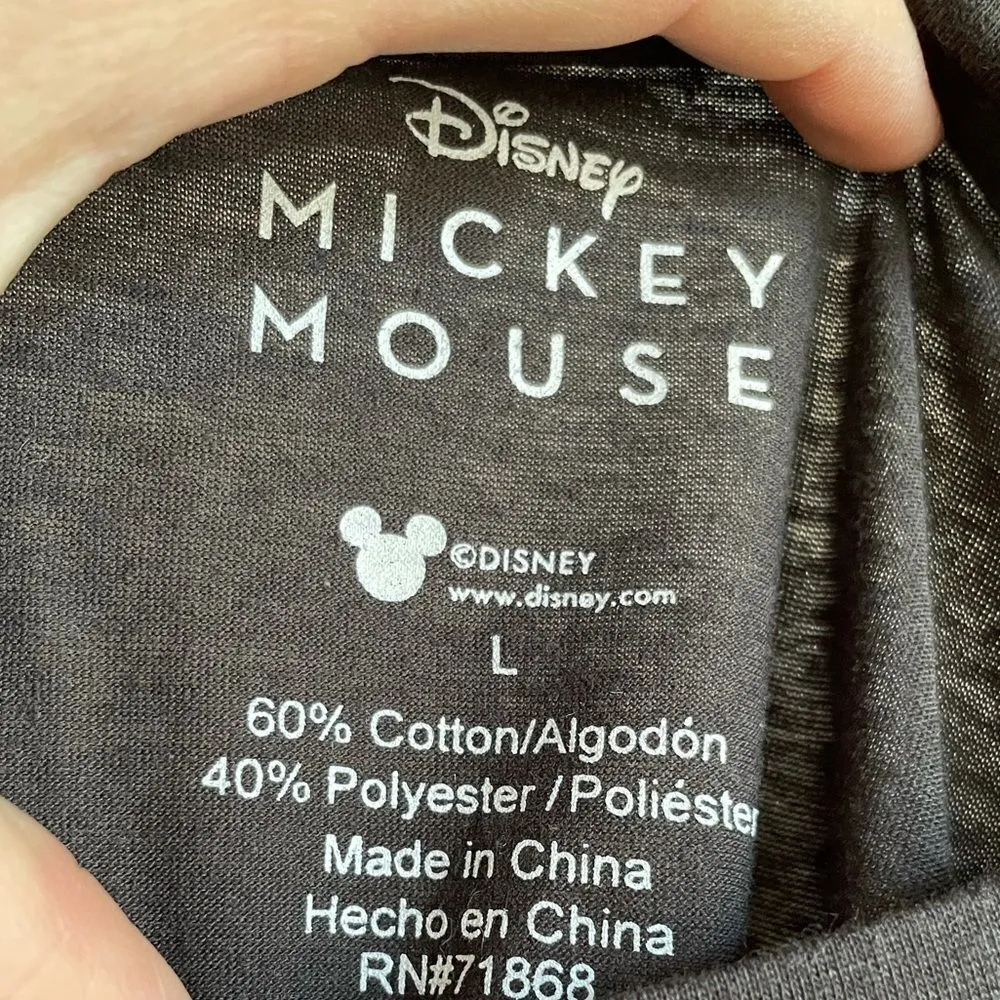Disney Mickey Mouse cropped charcoal Gray women’s shirt large w/ jeweled beading - Image 6