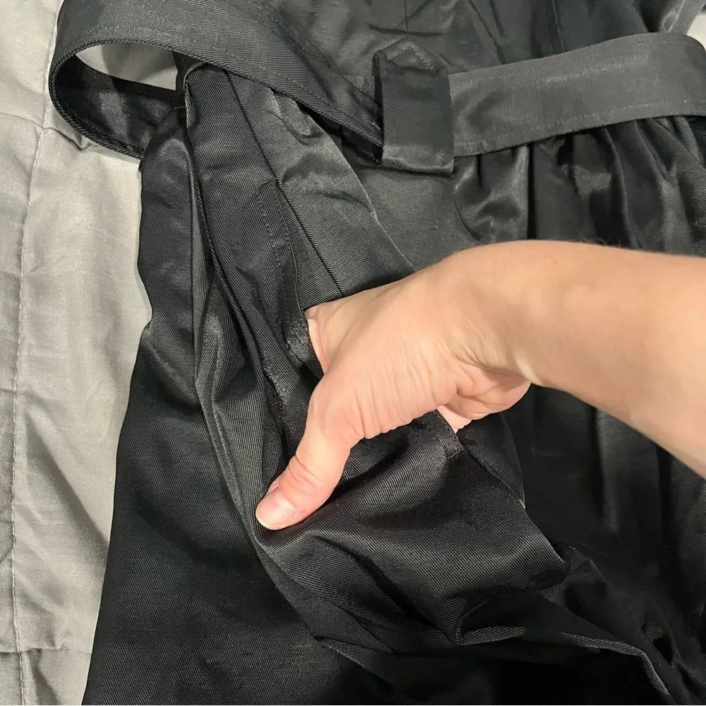 Simply Vera by Vera Wang Black Belted Double Breasted Flare Skirt Trench Coat M - Image 6