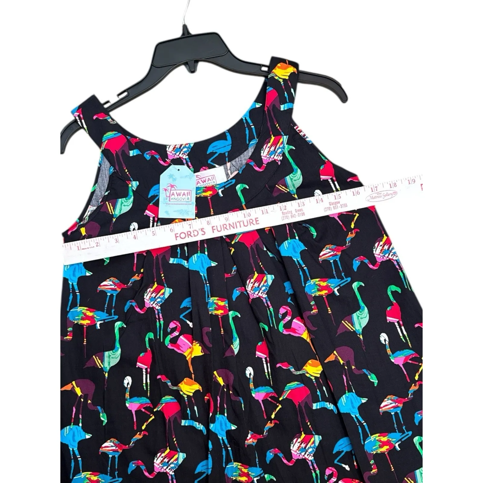 Hawaii Hangover Flamingo Party Dress Small NWT Black Multi Tropical Bird Summer - Image 4