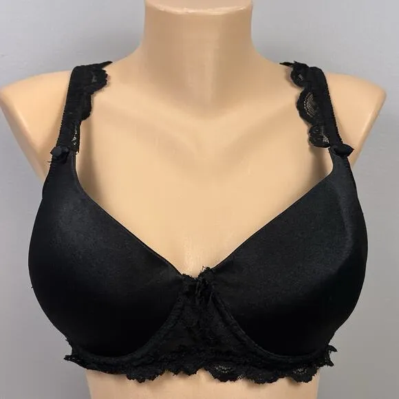 Vintage Delicates Bra Size 38C Black Lined Underwire Lace Straps 1990s Sexy - Image 1
