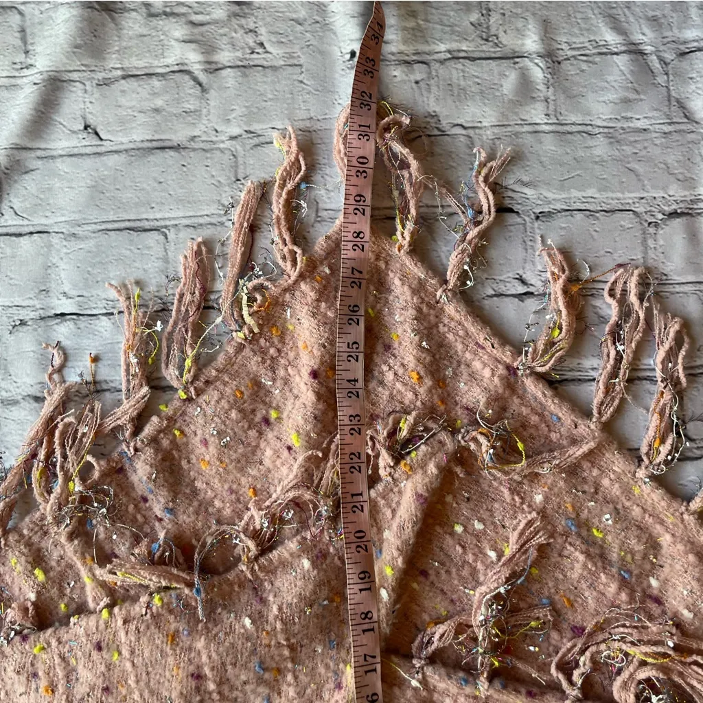 Vince Camuto Poncho Wrap New NWT New Pink Metallic Fringe Speckled Topper Cozy - Image 14