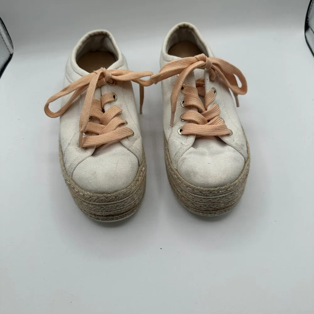 Call It Spring White/Peach Espadrille Tennis Shoes Sneakers Women's 6 - Image 2