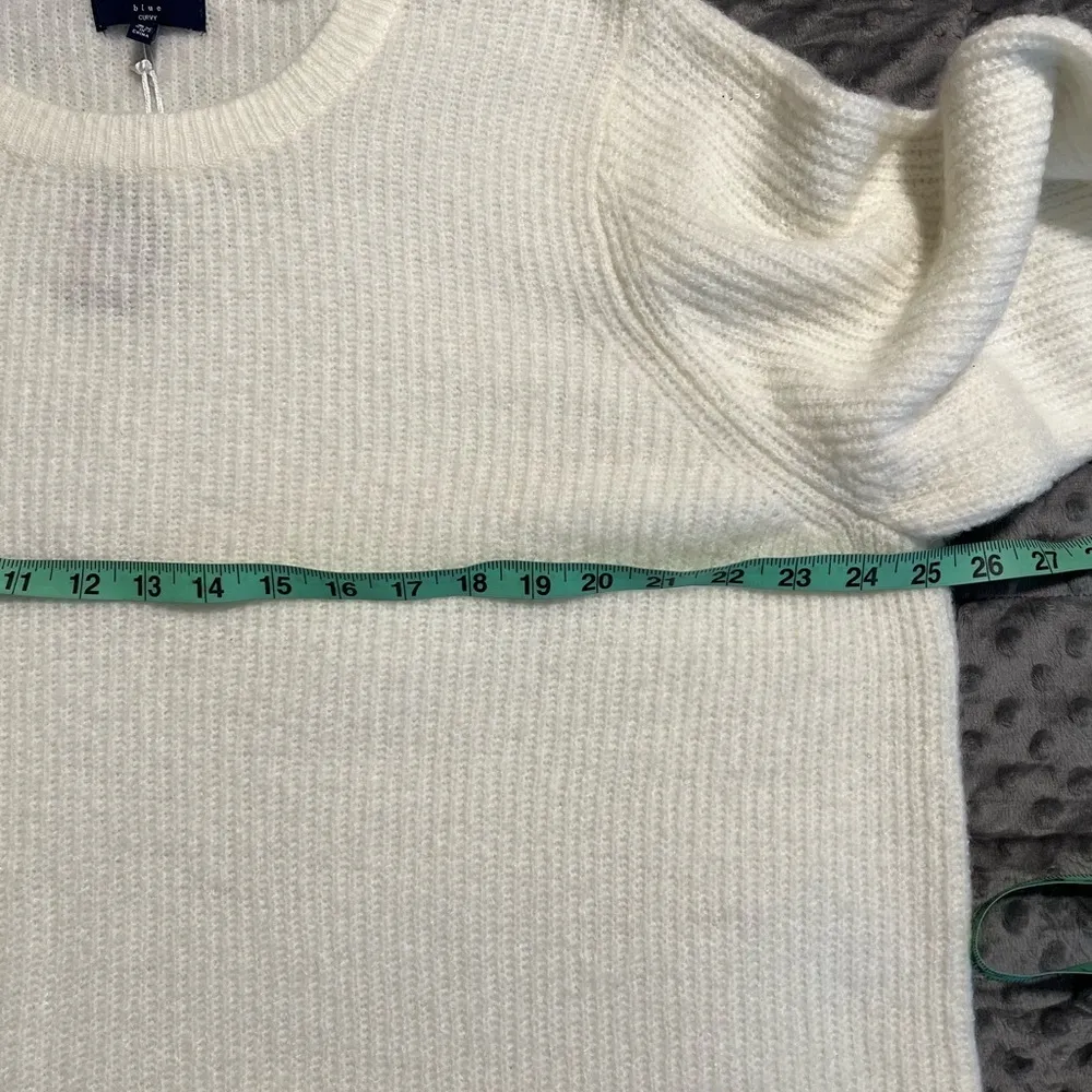 KAARI blue 3X women’s curvy ruffle hem long sleeve ivory sweater soft plus NWT - Image 4