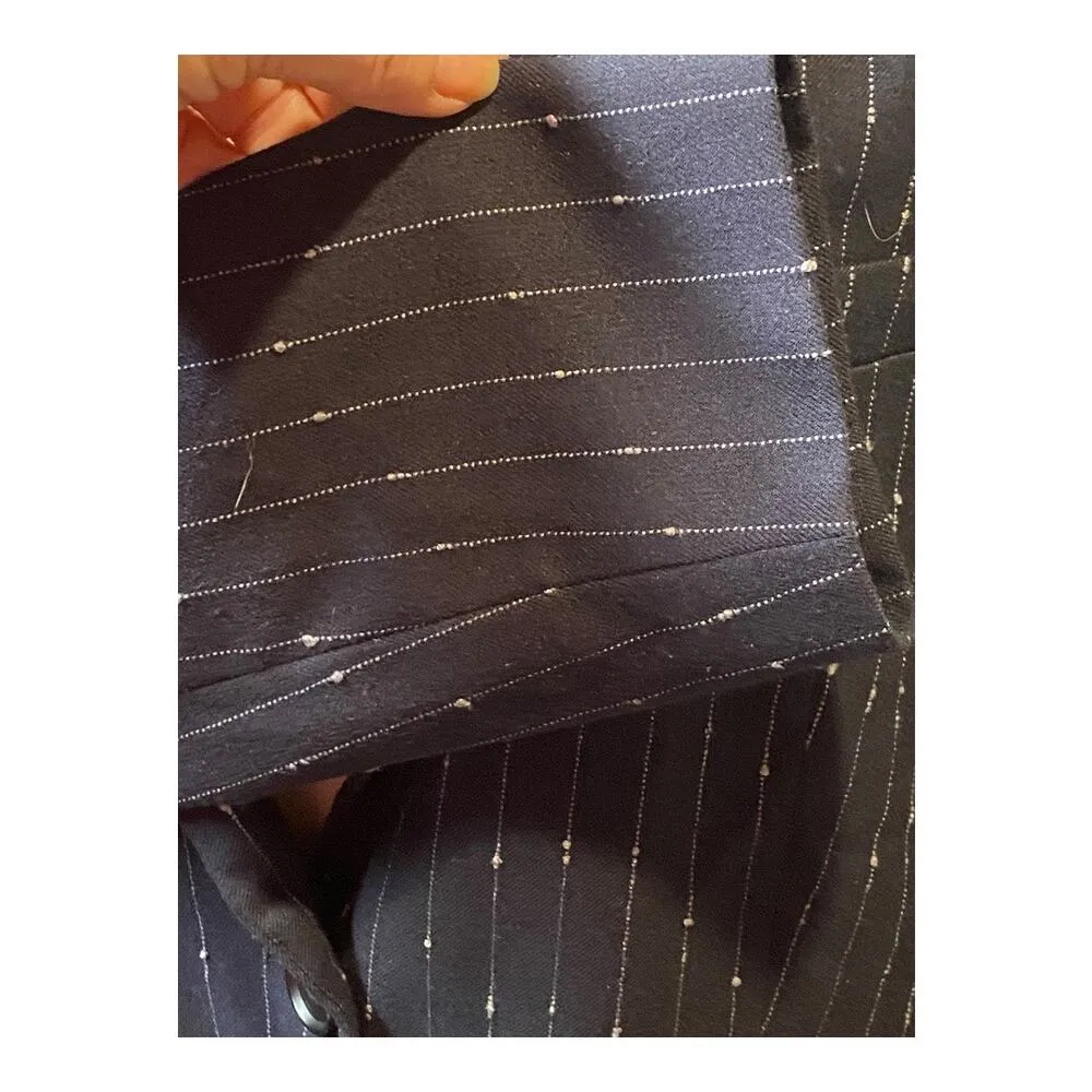 Steve Madden Women's M Imaan Blazer Navy Blue Pinstripe Office Contemporary New - Image 3