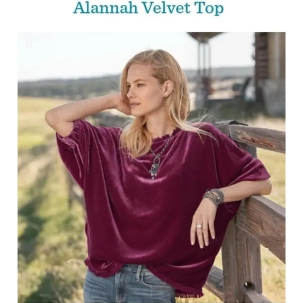 Sundance Alannah Velvet Top Size P Medium Paisley Midnight Blue Raw Hem Bohemian - Image 13