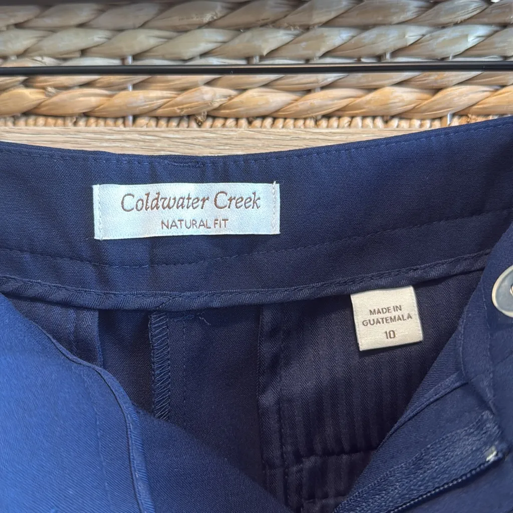 Coldwater Creek Mid-Rise Natural Navy Straight Leg Woven Career Dress Pant 10 - Image 7