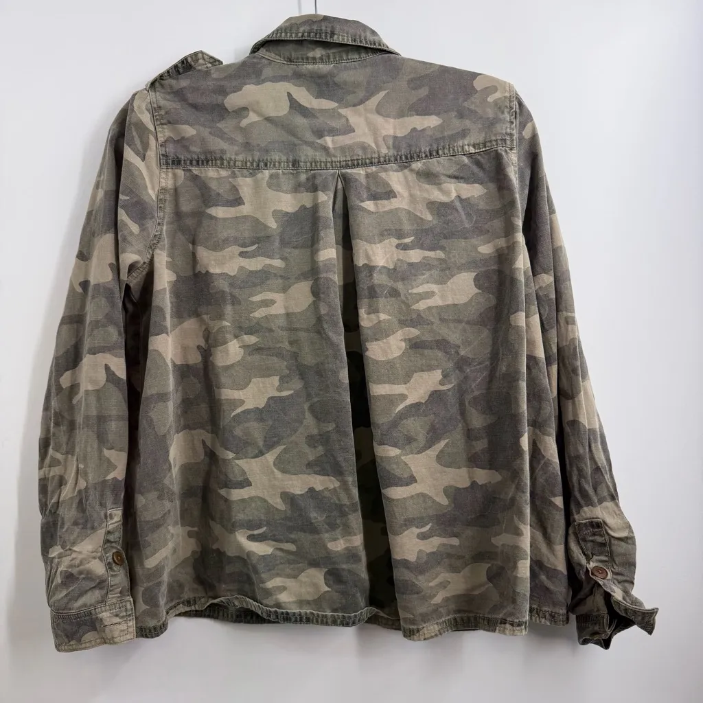 Lucky Brand Women's Camo Shirt Jacket M Military utility button front camouflage - Image 5