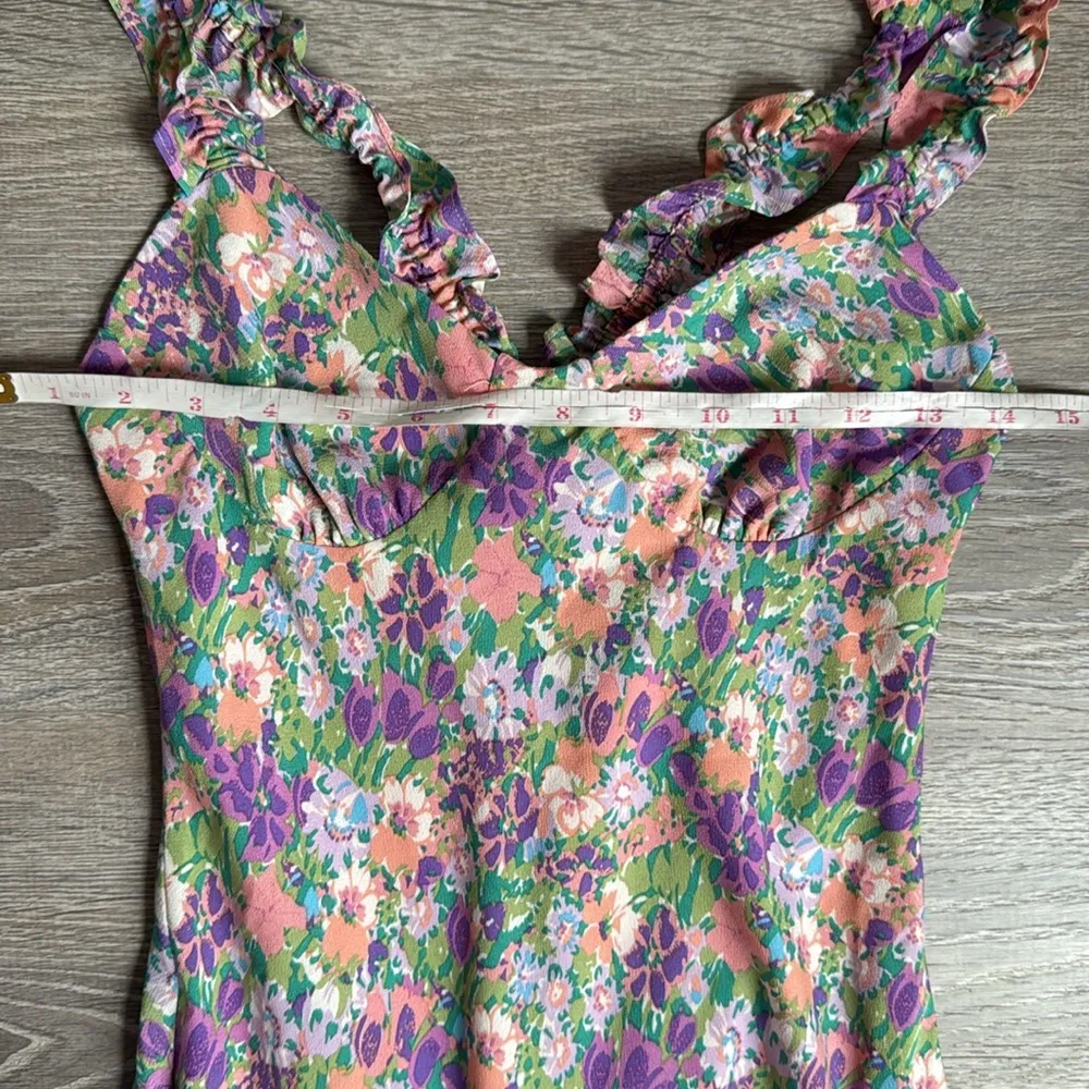 Astr The Label Floral Cross Back Ruffle Strap Midi Dress XS - Image 6