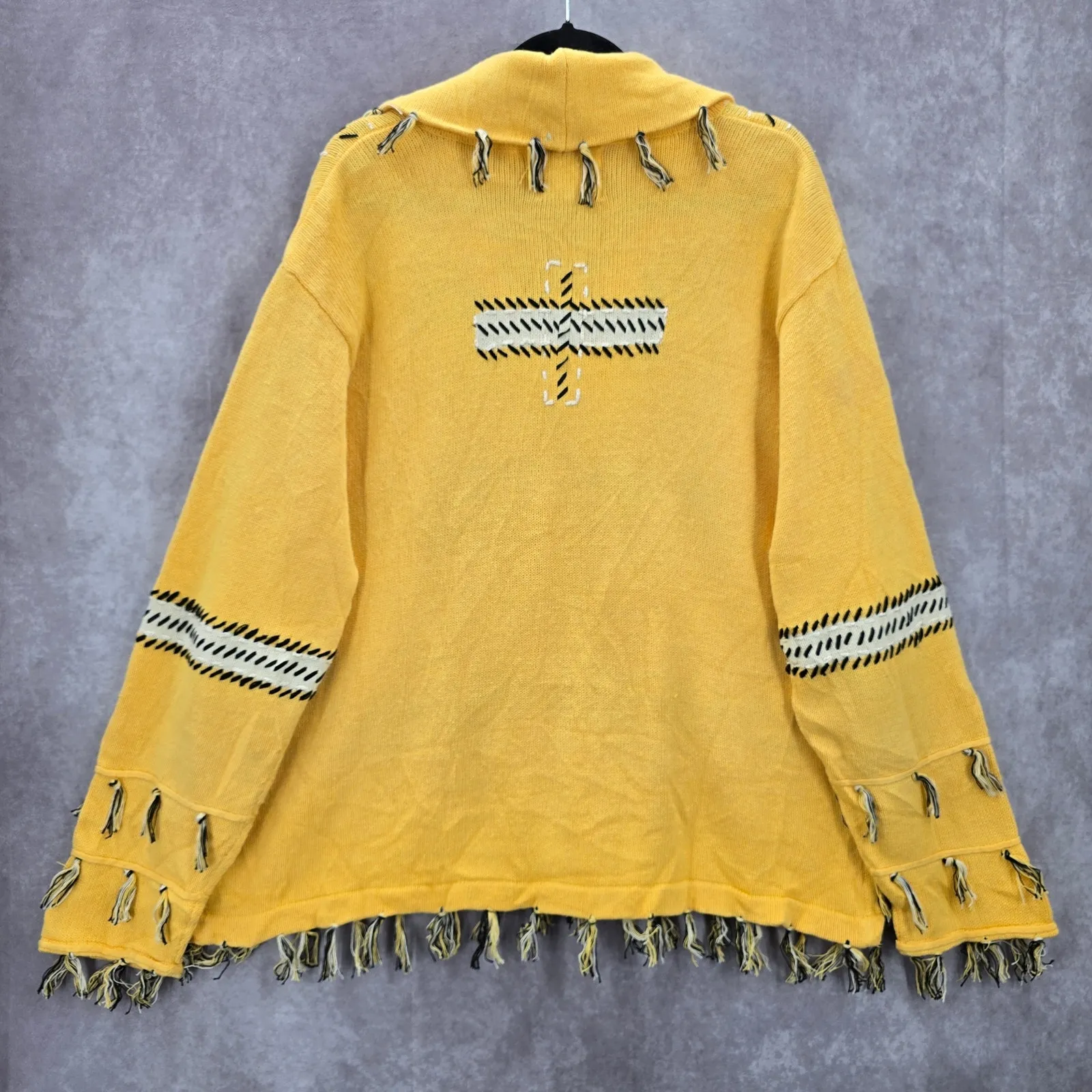 Storybook Knits Yellow Tassel Western Vintage Rhinestone Cotton Coat Jacket 3X - Image 2