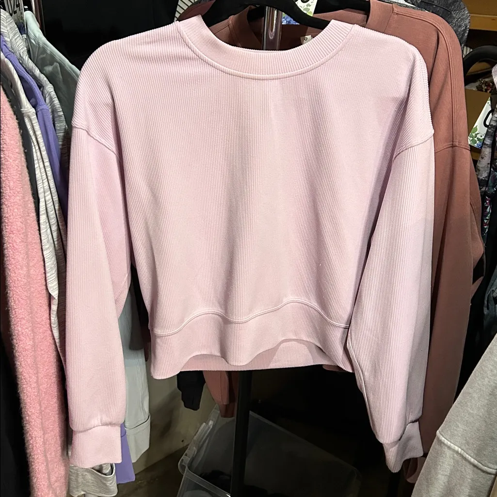 41. Lululemon Ribbed Softstreme Perfectly Oversized Cropped Crew Meadowsweet Pin - Image 3