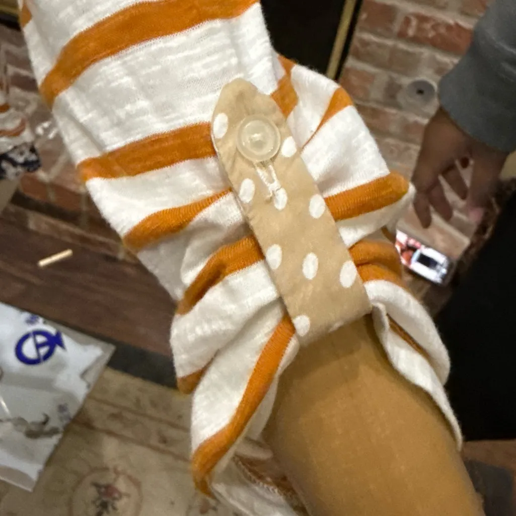 Anthropologie Orange and White Striped & Ruffled Top / S / Excellent condition - Image 5