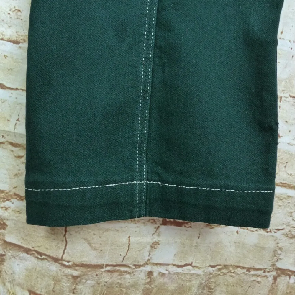 Free People Jeans Women 28R Green High Rise Foxy Flare Contrast Stitch Retro 70s - Image 9