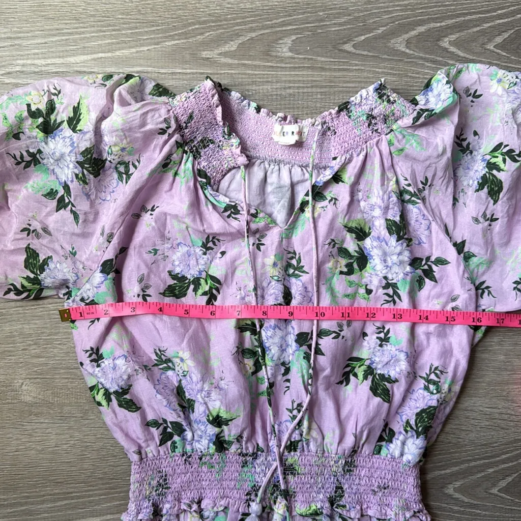 Roller Rabbit Twilight Dahlia Fiorella Purple Floral Silk Cotton Mini Dress - Image 11