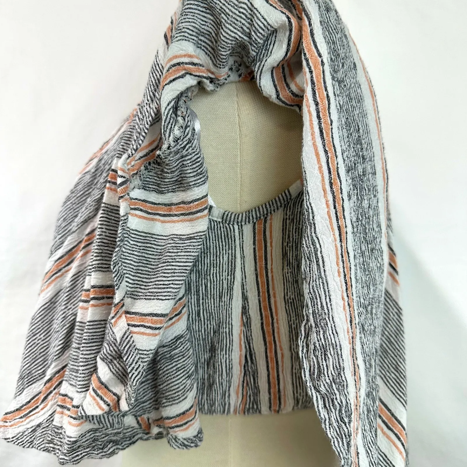 ANGIE NEW Off The Shoulder Striped Cropped Ruffles Button Front Top Women S Boho - Image 5