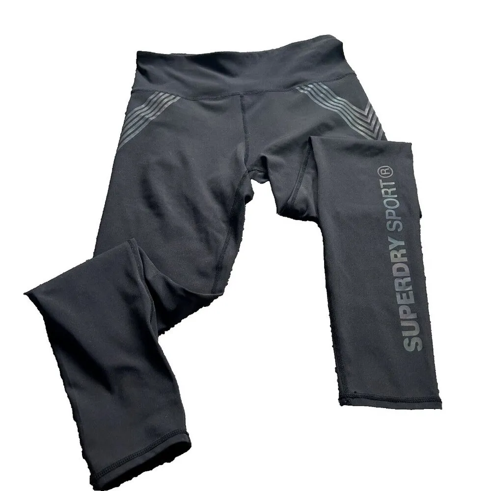 Superdry Womens Sport Training Seamless Power Leggings Sz 10 Holographic Logo - Image 3