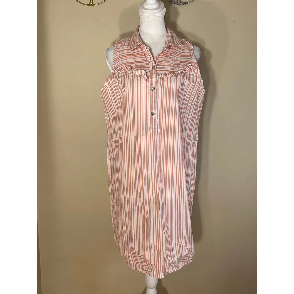 Abercrombie & Fitch Coral Pink Striped Tunic Mini Dress Medium - Image 3