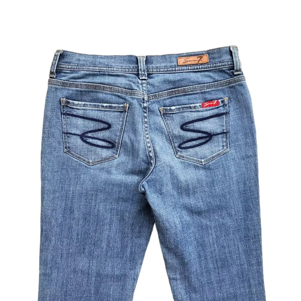 Seven7 Jeans Womens 24 Straight Leg Low Rise Waist Medium Wash Denim Cotton - Image 13