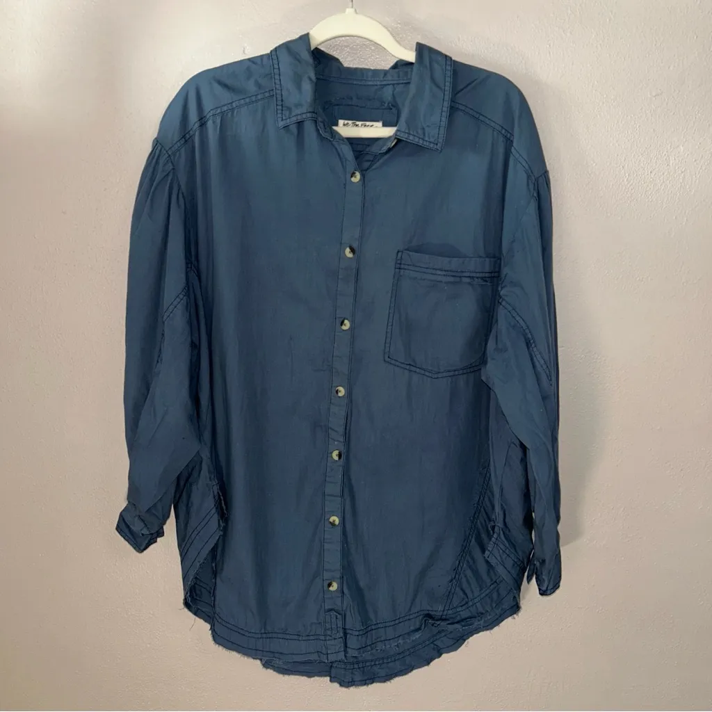 We The Free happy hour denim Blue button up Shirt boho western vibes - Image 2