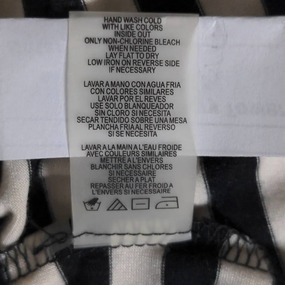 Karl Lagerfeld Womens T-Shirt Black Striped Cap Sleeve Scoop Neck Stretch Lace S - Image 8