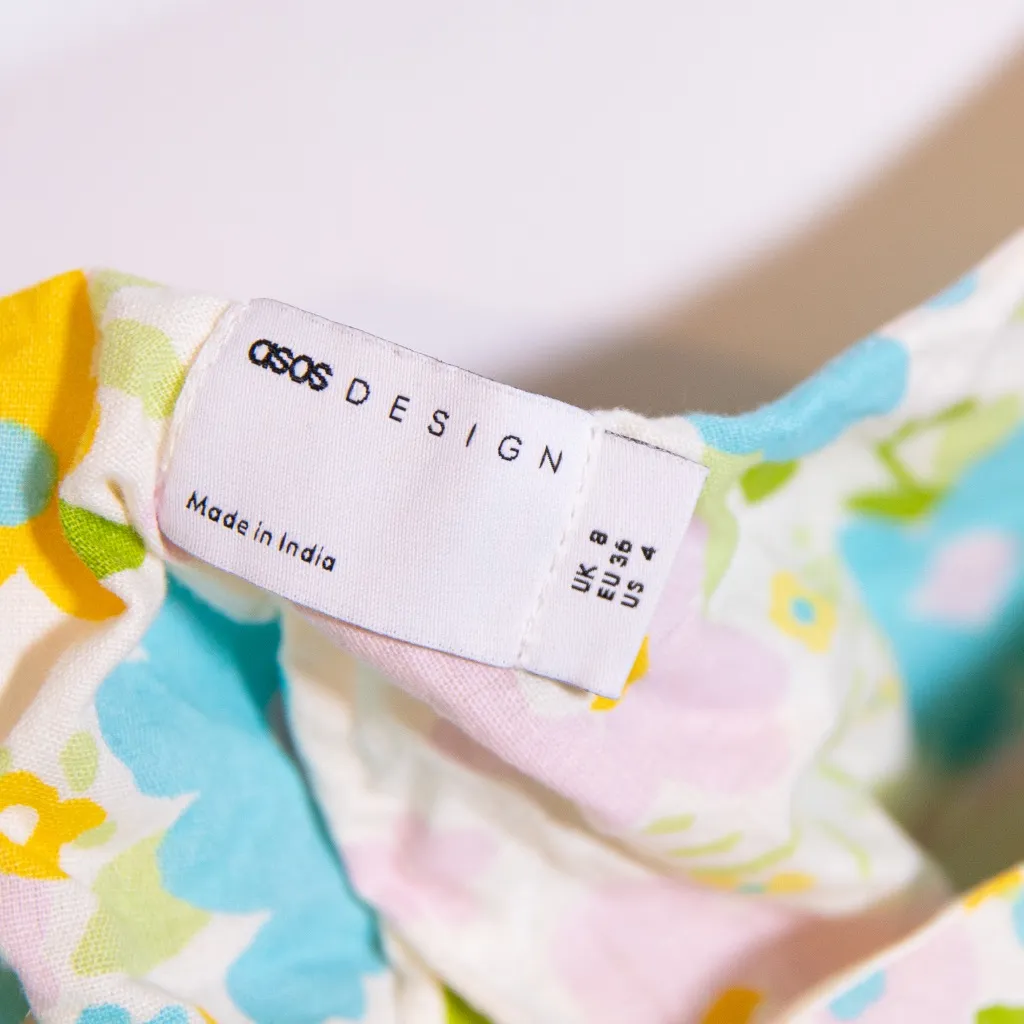 ASOS Design Linen Cotton Cami Tank Side Slit Maxi Dress In Pastel Floral Print 4 - Image 3