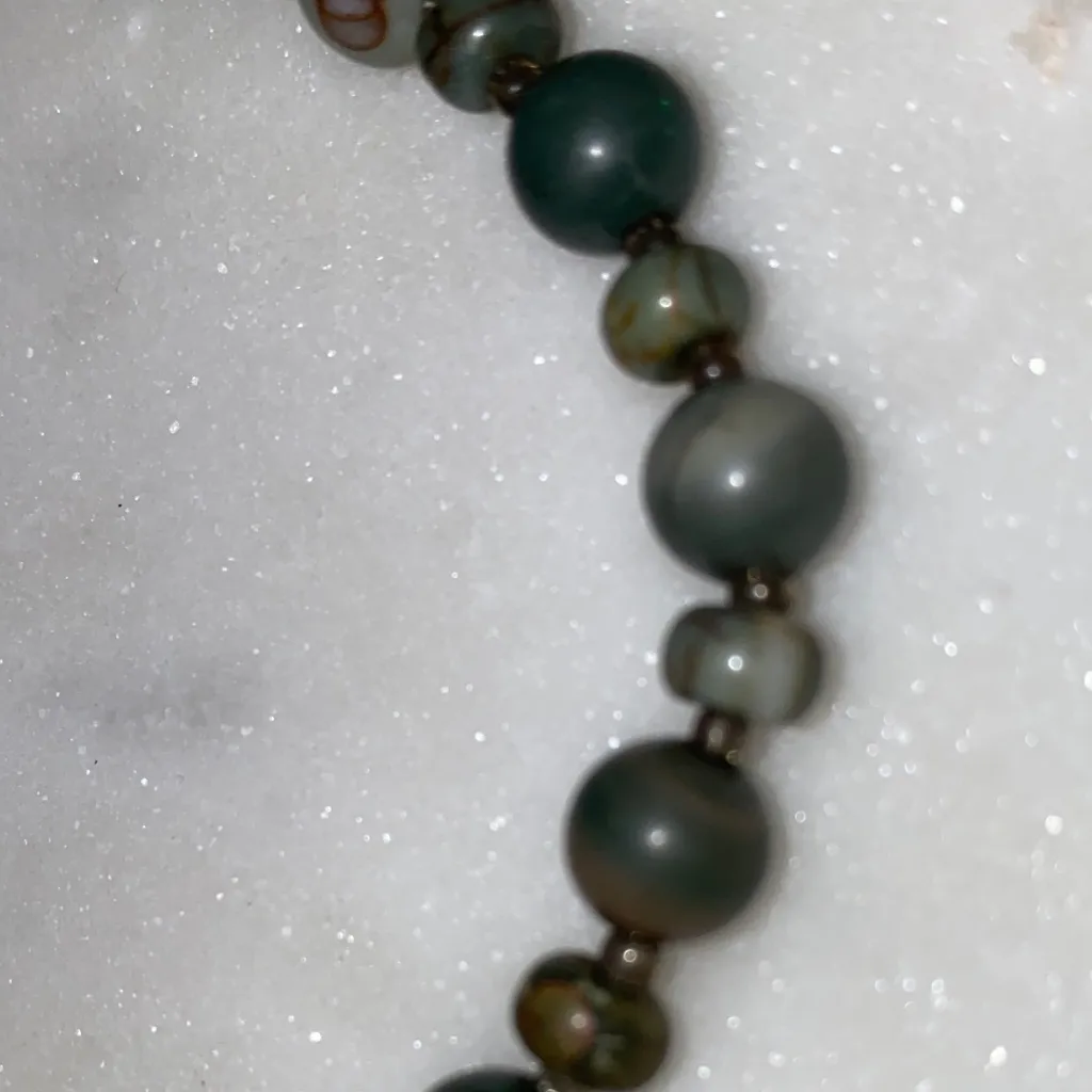 Green Beaded Necklace 47x29x6mm Natural Picasso Jasper Teardrop Pendant Bead - Image 5