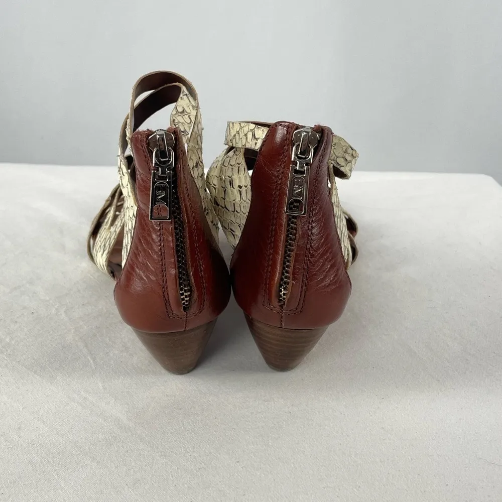 Rebecca Minkoff Strappy Leather Wedge Sandal in Snakeskin Size‎ 6.5 - Image 3