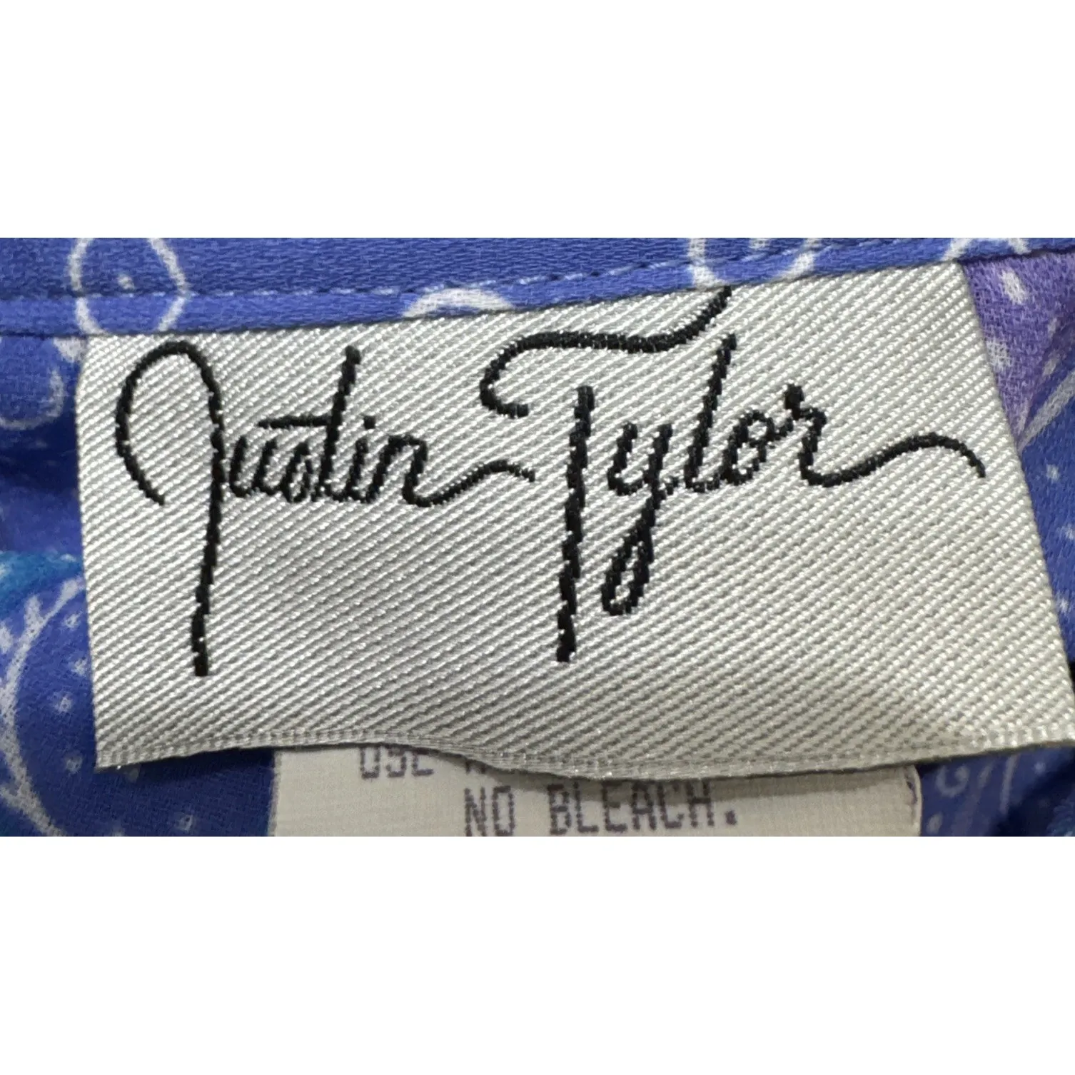 VTG 80S Justin Taylor Paisley Midi Dress Sz 14 Chic Old Stock Granma Cottagecore Blue - Image 6