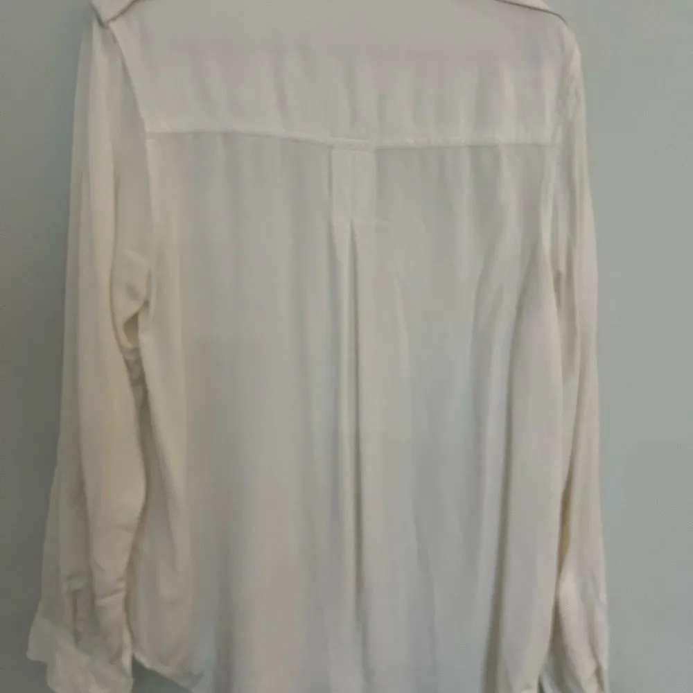 Rag Poets button up long sleeve shirt, soft cream color. Front pockets - Image 6