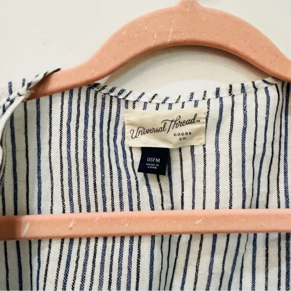 Universal Thread Linen Blend Striped Flounce Sleeve Open Kimono Jacket, boho - Image 4