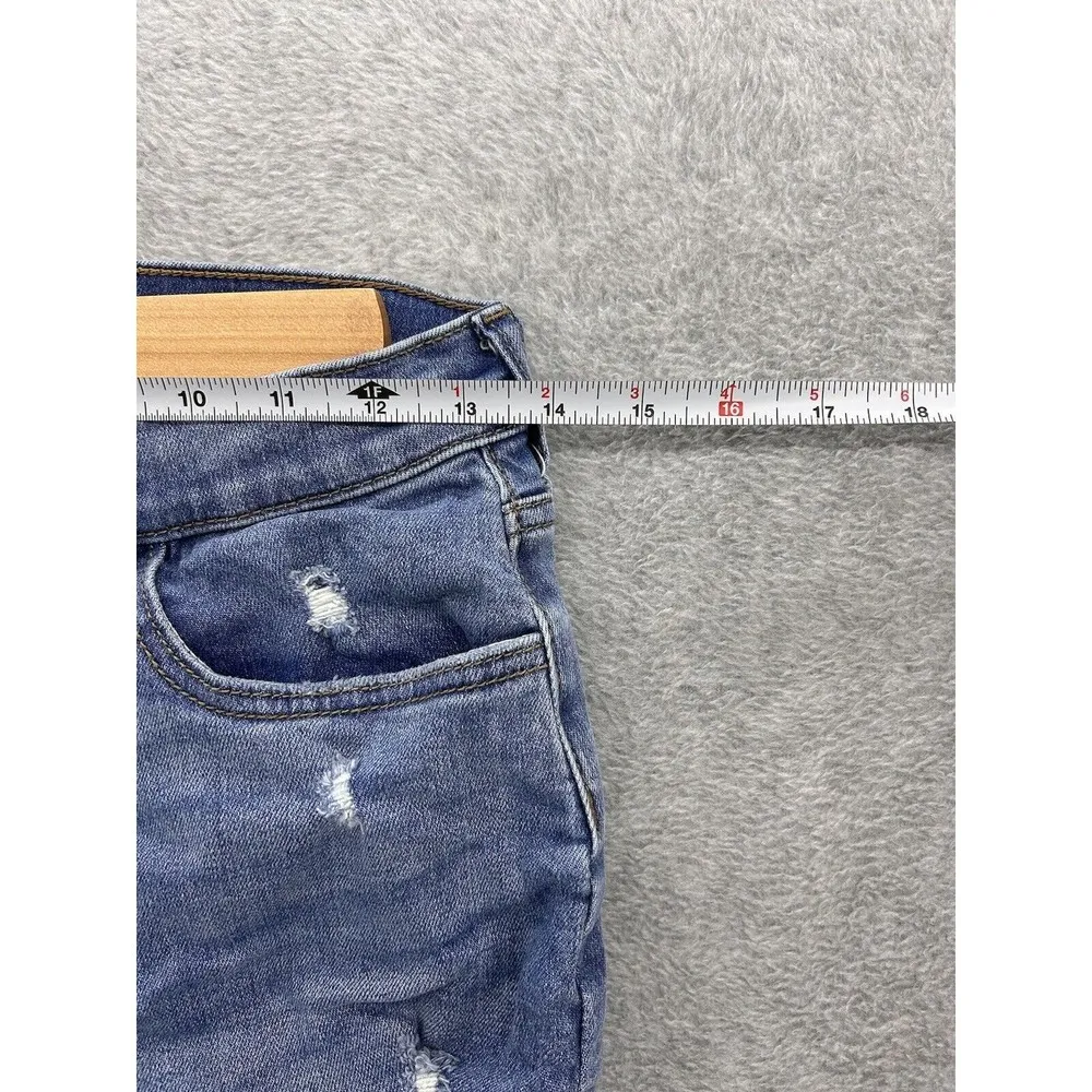 PINK Victoria's Secret Women's Blue Denim Shorts Shorties 6 Cotton Distressed - Image 10