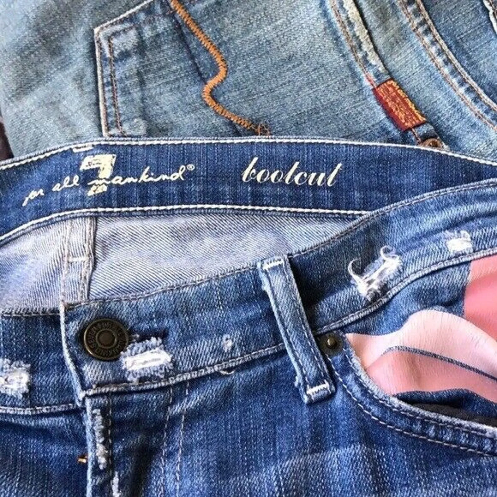 7 for all mankind pink pocket bootcut to Capri Jeans Women’s Size 30 Pink Detail - Image 6