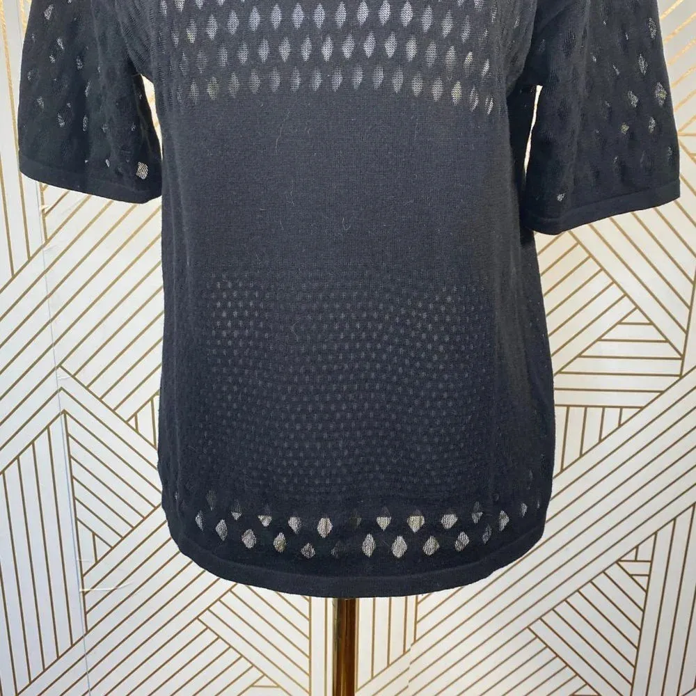 Helmut Lang Diamond Open Knit Black‎ Sweater Top - Image 4