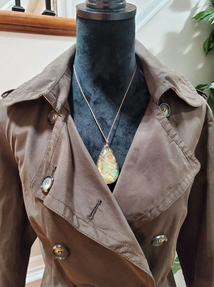 Jones New York Women Brown Cotton Long Sleeve Double Breasted Jacket Size Medium - Image 2