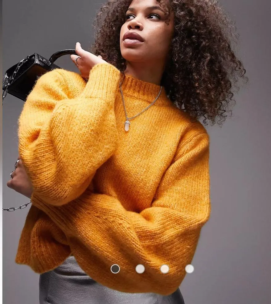 Topshop Tall knitted crew neck sweater in orange - Image 2