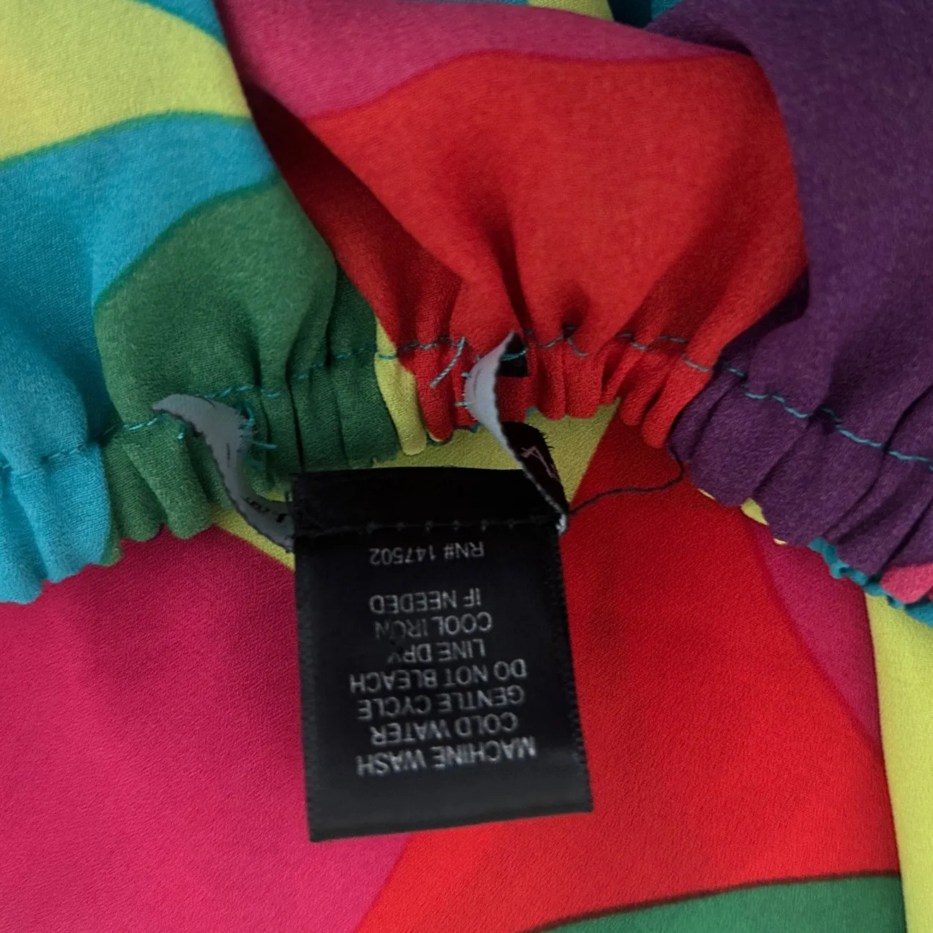 Ashley Stewart Women Top 3X Vibrant Rainbow Abstract Geometric Ruffle Collar - Image 9