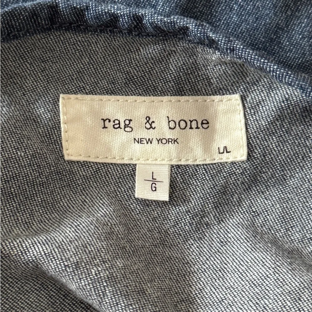 Rag & Bone Denim Tie Back Mini Dress Size Large - Image 6